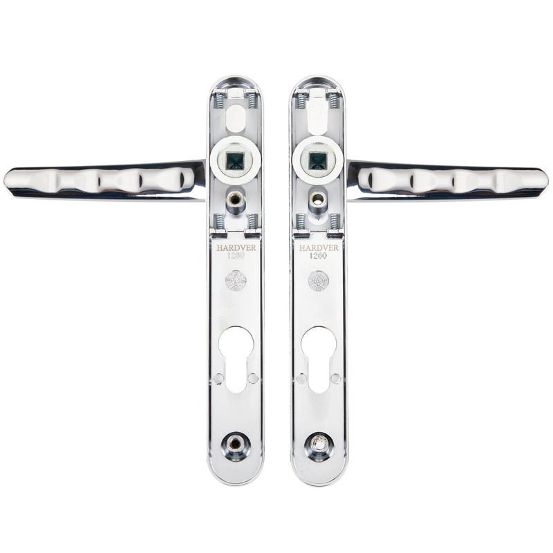 Hardver UPVC Front Door Chrome Handle Set, 92mm PZ 122mm,
