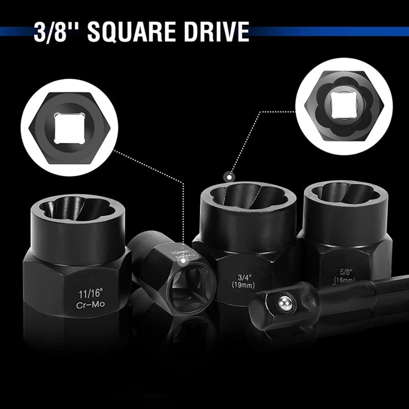 AIMALL 13 Piece Impact Bolt & Nut Remover Set, Extractor