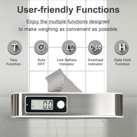 travel inspira Luggage Scale,Digital Luggage Scales,Baggage Scale with Overweight Alert LCD Display 110LB / 50KG, Stainless Steel (White)