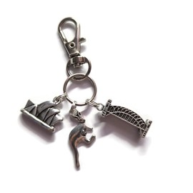 AUSTRALIA themed charm bag clip keyring gift, Australia oz down under emigrating homeland travel holiday themed gift favors