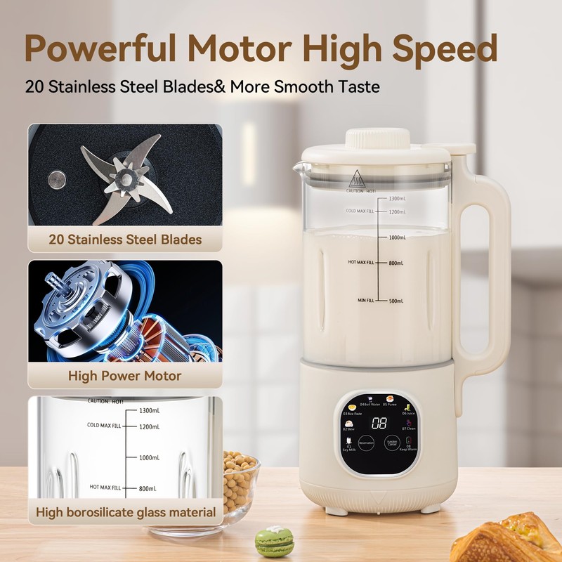 8 in 1 Nut Milk Maker Machine With 20 Blades,40oz