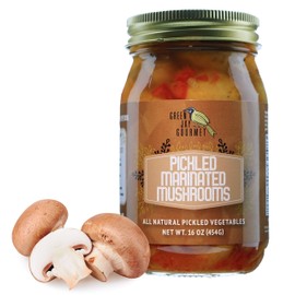 Green Jay Gourmet Marinated Mushrooms in a Jar - Fresh Hand Jarred Vegetables for Cooking & Pantry – Home Grown Pre-Prepared Pickled Marinated Mushrooms – Simple Natural Ingredients - 16 Ounce Jar