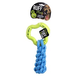 Ruff Play Extra Tuff Dental Treat Ring w/Rope Dog Toy, Orange - Dog Teething Toy, Chew Toys, Extremely Durable, for Aggressive Chewers, Aids Dogs Dental Health
