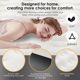 Gaglojti Double Airbed Thickened PVC Material Enhanced Support Mattress & Portable Storage | Home，Camping Double Inflatable Bed Comfort Flocked Top Suitable for Couples，Guests，Campers Air Mattress