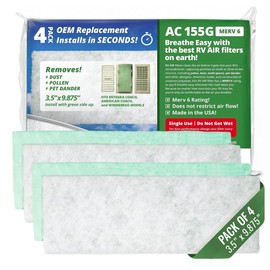 AC Filter - Air Conditioner Replacement Filters - RV Air Cleaner - Camper Accessories for Travel Trailers - Easy to Install Vent Filter - 9.875 x 3.5 x 0.75 in (8 Filters for AC 155G)