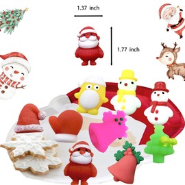 Christmas Mochi Squishy Toys,30 Pack Mini Kawaii Stress Squeeze Toy Moji Toys Christmas Squishies Mochies Fidget Toys for Xmas Party Bag Fillers Kids Girls Boys Birthday Gift,Christmas Stocking Filler