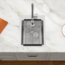 Dcolora 15x20 Drop In Wet Bar Sink 16 Gauge Stainless Steel Topmount Prep Sink Single Bowl Kitchen Sink Top Above Counter RV Camper Utility Basin, Round Corner 15"x20"x10" DC-T7746