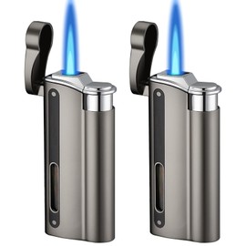 Accendini Jet Flame Storm, confezione da 2: accendini a gas ricaricabili, antivento per barbecue, cucina e campeggio - venduti senza