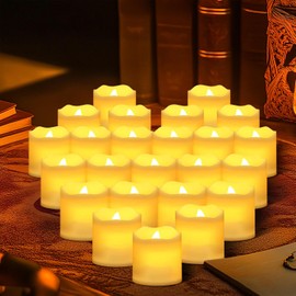Velas LED Sin Llama, 24 Pcs con Ambiente Romántico, Sustituibles, Imitación de Llama, Decorativas para Mesa, Boda, Halloween, Navideñas