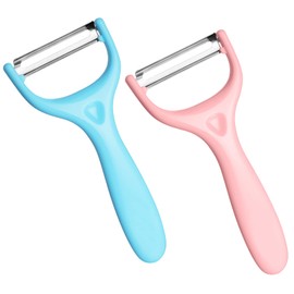 Vicloon Potato Peeler, 2 Pcs Y-Shaped Swivel Vegetable Peeler, Stainless Steel Vegetable Peelers for Kitchen Fruits Carrots Eggplant (Pink+ Blue)