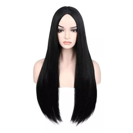 Ariker Largo Negro Pelucas Para Las Mujeres Medios 27  Par