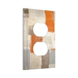 Rust Burnt Beige Tan Taupe Orange Gray Abstract Geometry Art Decorative 1-Gang Duplex Device Receptacle Wall Plate Outlet Covers Multicolor Oil Painting Replacement Light Switch Socket Plug Faceplate