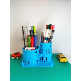 ZYDYID Cooling Tower Shaped Pen Holder | Desk Organizer with Cellphone Stand for Office & Home (Blue)