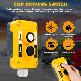 Jadeshay Lift Electric Hoist, 2NO COP Hoist Lift Control Box Crane Pendant Push Button Switch for Lifting, Cranes, Stop Electrical