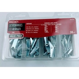 Everbilt 2 Toggle Bolt Kit Everbilt Assorted  38-Pc. Per Pack Various Sizes NEW [76 Pcs]