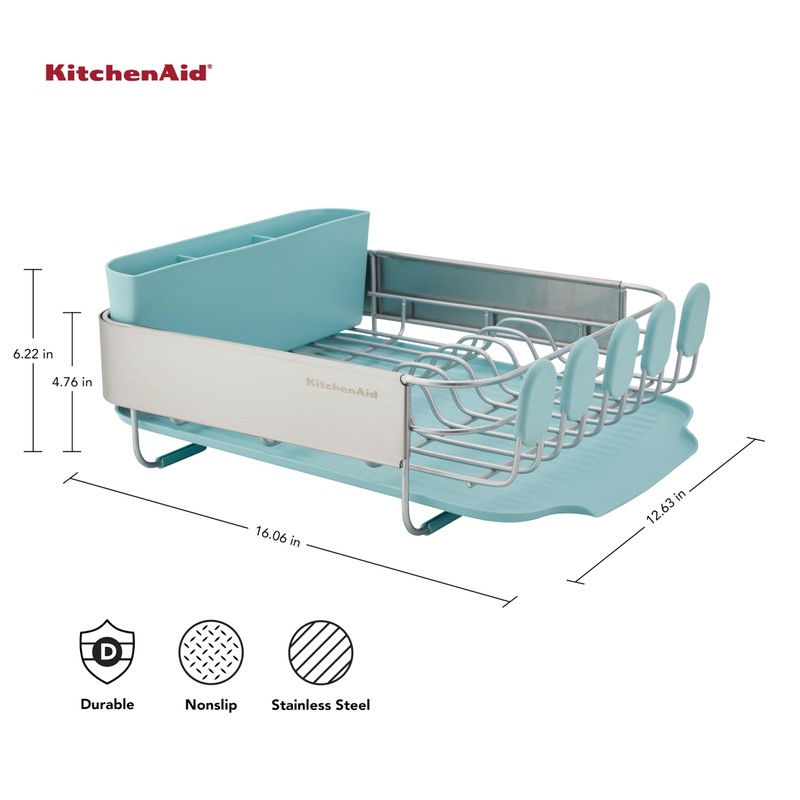 KitchenAid Compact Space Saving Rust Resistant Dish Rack with Removable