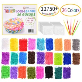 12750pcs Loom Rubber Bands Refill Kit in 26 Color with 500 Clips,6 Hooks, Premium Bracelet Making Kit for Kids Weaving DIY Crafting Gift
