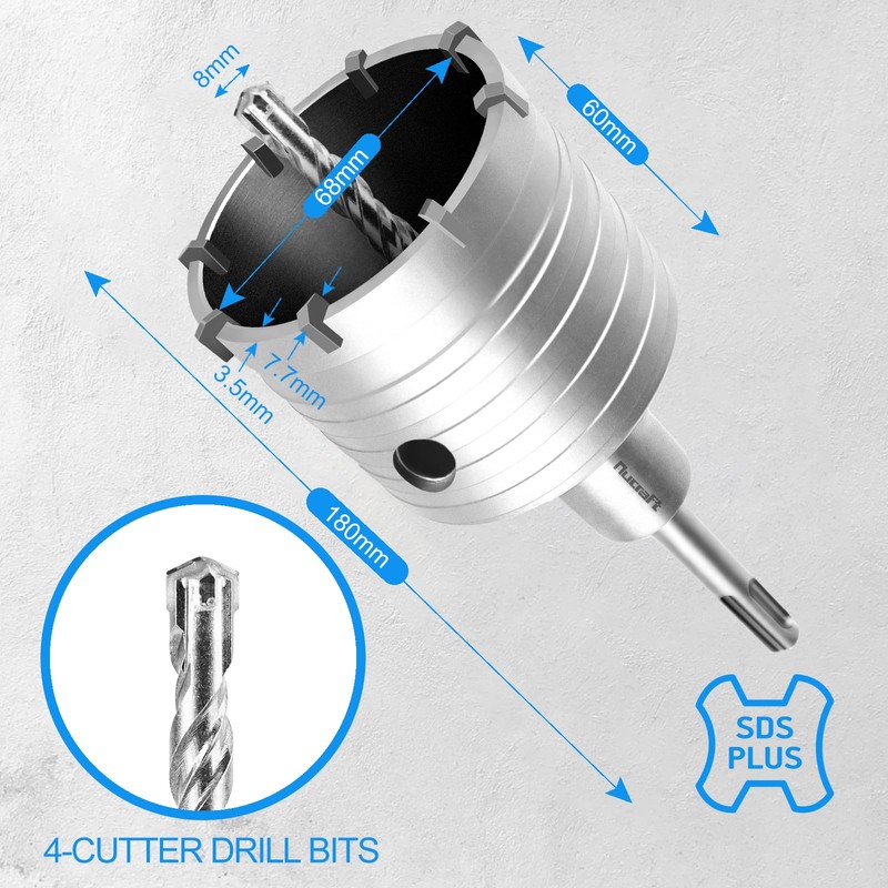 Nucraft SDS Plus Hollow Drill Bit 68 mm 4 Cutting