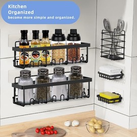 IKSOO Shower Caddy 5 Pack - 12.5 inch Shelves, 5-Pack with 10 Hooks, Stainless Steel, No Drilling Shelves for Bathroom Storage & Home Decor