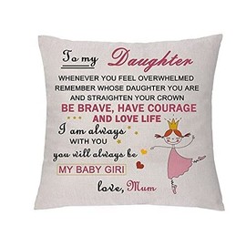 Gift Cushion Cover with Message, Gift for Mummy to be 18x18' Daughter Gift Cushion Cover Encourage Birthday Gift Throw Pillowcases 18x18'' (Daughter Doll)