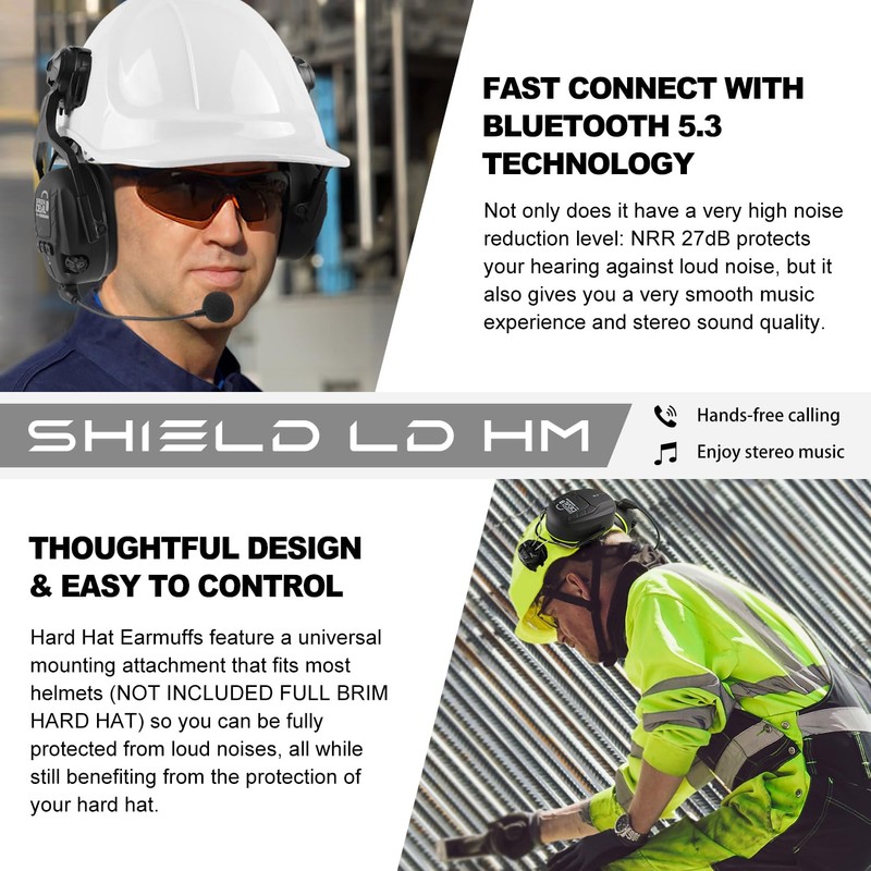 GREEN DEVIL Bluetooth Hearing Protection Ear Muffs For Safety Helmet