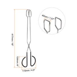 HARFINGTON Stainless Steel Scissor Tongs 16 Inch Barbecue Grilling Tongs with Black PVC Handles for Cooking Barbecue Bread Pliers