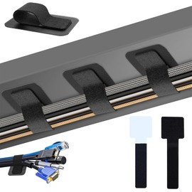 CUVZORA 50 Stück Kabelmanagement Schreibtisch, Selbstklebende Klettverschluss Nylonkabelhalterung, Kabelorganisation für den Schreibtisch, für TV, Lichterkette, Schreibtisch Nachttisch Ladekabeln