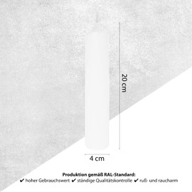 FINK Titan Kerze - Tischdeko Silvesterparty - Kerzen Hochzeitsdeko - weiß - rußarm duftneutral - Höhe 20 cm D 4 cm - lange Brenndauer ca. 25 Stunden