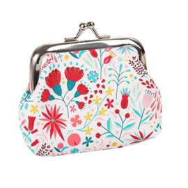 Coin Compartment, Buckle, Mini Purse, Vintage Fashionable Coin Bag, Portable Coin Bag, Small Gift for Girls, 8 x 9 cm (Floral Pattern), multicoloured