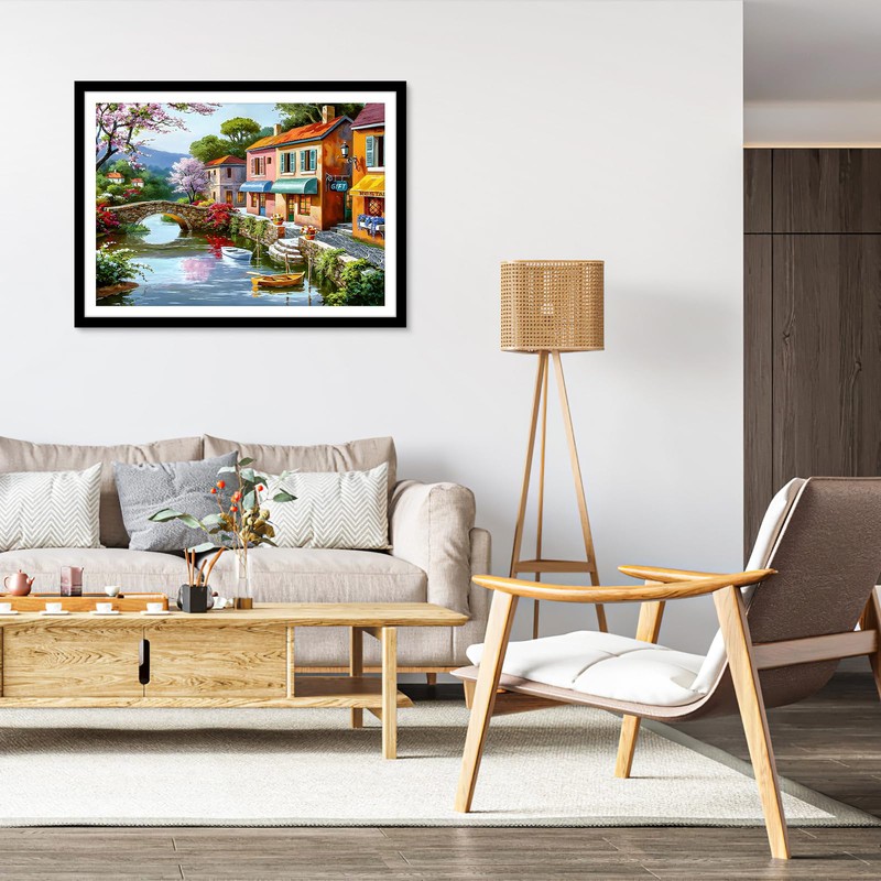 QENSPE Landscape Diamond Painting Kits for Adults, Town Diamond Art