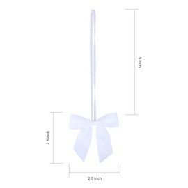 Meseey 50pcs Stretch Elastic Loops with Pre-Tied Ribbon Bows for Gift Wrapping,Baby Showers, Weddings, Christmas Boxes (5", White)