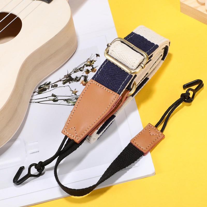 Ukulele Strap No Drill, Clip- On Adjustable Ukulele Strap, Double