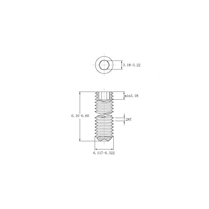 Primeonly27 1/4-28 x 1/4 Inch Hex Drive Cup Point Grade