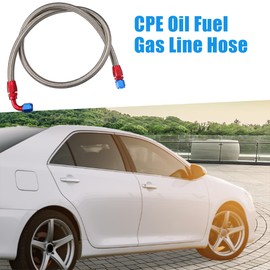 A ABSOPRO 6AN Car Fuel Hose AN6 3/8"CPE Oil Fuel Gas Line Hose Kits with Wheel Fitting Braided Stainless Steel 1 Meter Silver Tone