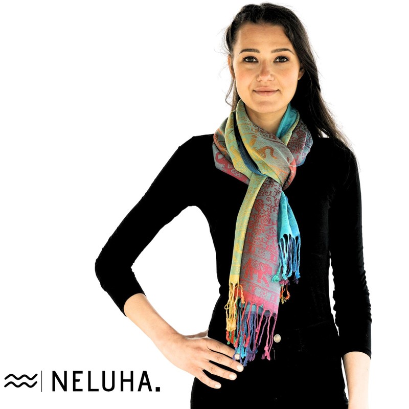 NELUHA Pashmina Scarf Colourful Traditional Patterned for Men and Women