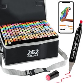 Brled 262 Colors Alcohol Markers with Free App, ‎Chisel Tip and Fine Tip, Alcohol-Based Marker for Artists, Art Markers for Painting, Coloring, Sketching and Drawing,Great Gift Idea