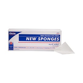 Dukal Sponge, Non Woven, Non Sterile, 4" x 4", 4-Ply, White (Pack of 2000)