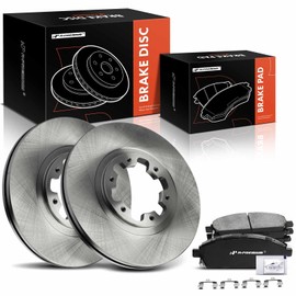A-Premium 11.81 in (300.00 mm) Front Vented Disc Brake Rotors + Ceramic Pads Kit Compatible with Select Nissan & Infiniti Models - Pathfinder 1998-2004, QX4 1998-2003, 6-PC Set