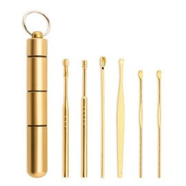 Portable Earwax Cleaning Earpick 6-Piece Set Earwax Remover Gold / 휴대용 귀지청소 귀이개 6p세트 귓밥제거 파개 골드