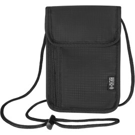 Soporte de bloqueo RFID para el cuello de viaje, portafolios para el cuello, bolsa para pasaporte, organizador de seguridad, ligera, portafolios de viaje para mujeres y hombres, Negro -, Classic