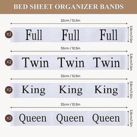 RUIENGCOMM 8 PCS Bed Sheet Organizer Bands King Twin Full Queen Fitted Sheet Elastic Straps Straps Organisers Bedding Bands Closet Organizer for Wardrobe Laundry Duvets Pillow Case Organization