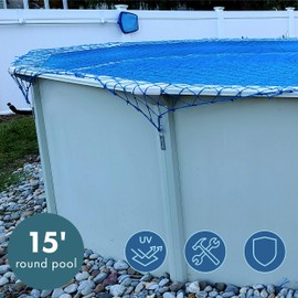 WaterWarden Net, 15’ Round, Blue – DIY System for Aboveground Pools, For Kid Safety, Made of Durable UV Protected Polyethylene Material, Water, WWN15, 15'