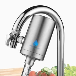 HAHN Technology Tap Activated Carbon Water Filter Stainless Steel - For a Healthier Lifestyle and Reducing Plastic Waste - Compatible with Almost Any Tap and Easy to Assemble