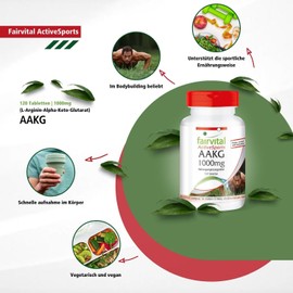 Fairvital | AAKG 1000mg - L-Arginin-Alpha-Keto-Glutarat - HOCHDOSIERT - VEGAN - 120 Tabletten