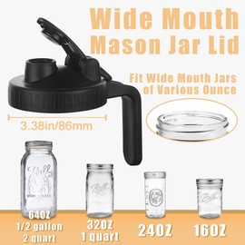 Baoswi 2 Pack Mason Jar Pour Spout Lid for Wide Mouth Mason Jars, Mason Jar Pitch (Black)
