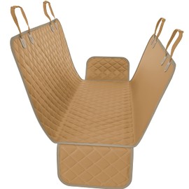 Active Pets Dog Car Seat Cover for Back Seat - Waterproof Pet Back Seat Cover for Trucks, Sedans & SUVs - Use with Chom Chom Roller Pet Hair Remover. Beige XL