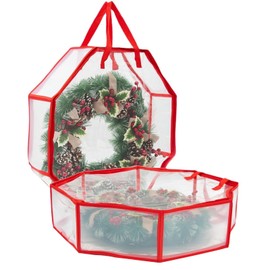 LDXDRU 2 Pack Wreath Storage Container, 30" Wreath Storage Bag, Clear Zippered Storage Bag with Sturdy Handles, Plastic Wreath Boxes for Storage Wreath, Bed Sheet, Toys, Pillow & Blanket