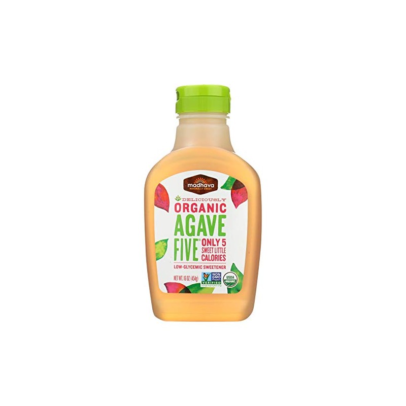 Madhava Honey Agave Five ORG, 16 OZ (6-Pack)