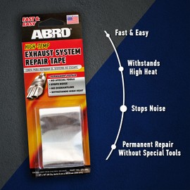 ABRO Exhaust Tape: Muffler Repair Kit, High Temp Aluminum Bonding Agent Exhaust Leak Tape, Fast, Economical, Permanent Solution to Stop Noise and Seal Out Dangerous Fumes, No Special Tools Required