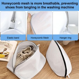 KU Shoe Wash Bags, Pack of 2 Reusable Laundry Net Laundry Bag with Zip for Shoes Trainers Wash Bag Multi Laundry Bag Shoes Laundry Bag for Washing Machine and Travel